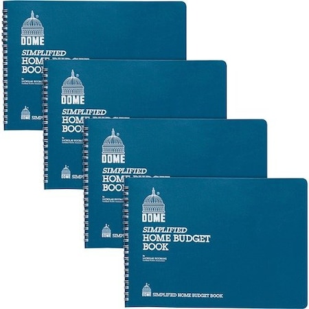 Dome Publishing Co Home Budget Books, 64 Pages, 10-1/2inx7-1/2in, Teal, 4PK DOM840BD